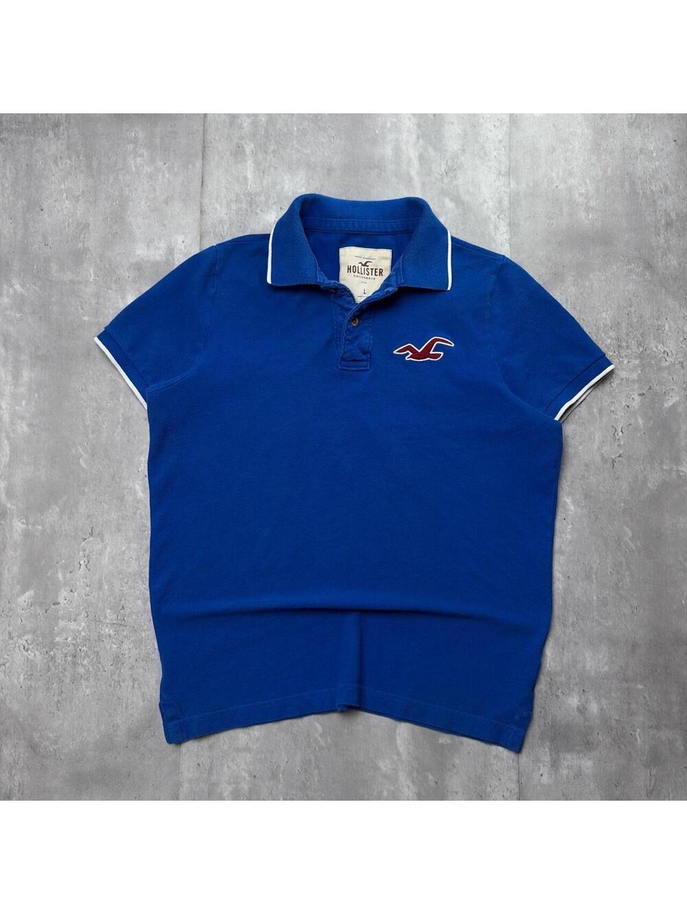 Y2K Blue Hollister Surf Grunge Skater Polo Shirt